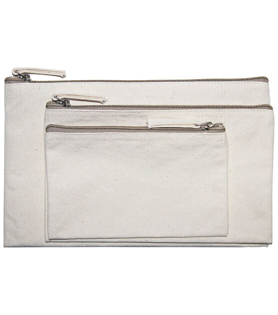 Canvas Zipper Bags 3 pk Natural | JOANN