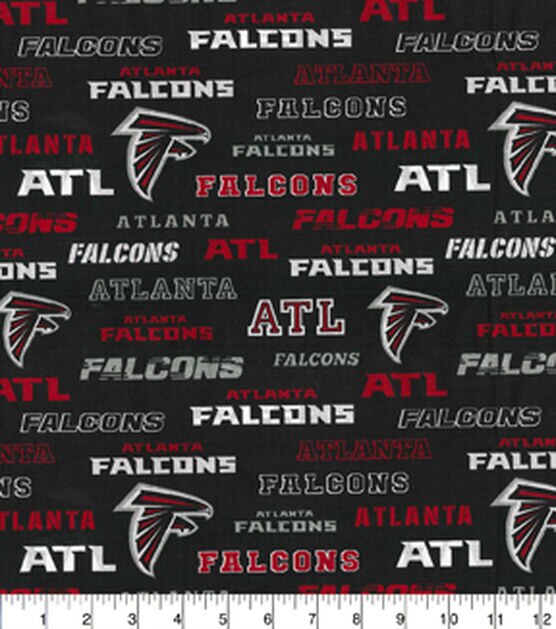 NFL Atlanta Falcons Logo on Black Cotton Fabric, , hi-res, image 2