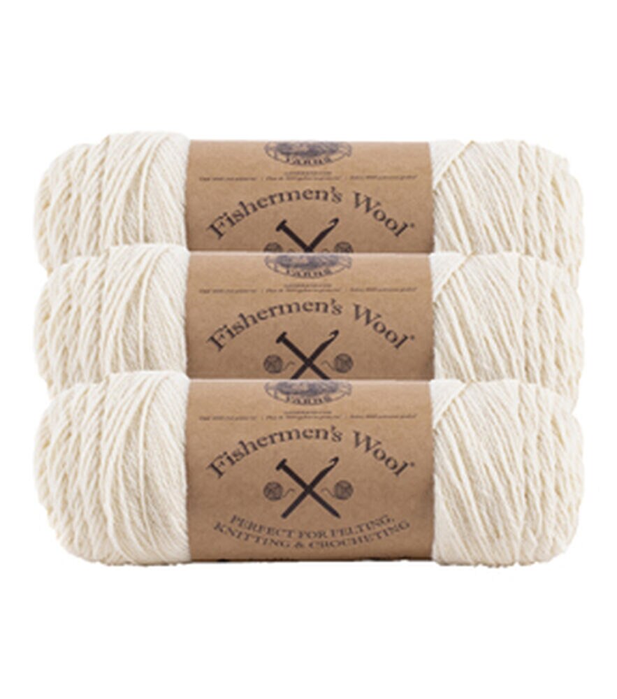 Lion Brand Fishermen's 348yds Worsted Wool Yarn 3 Bundle, Natural, swatch, image 3