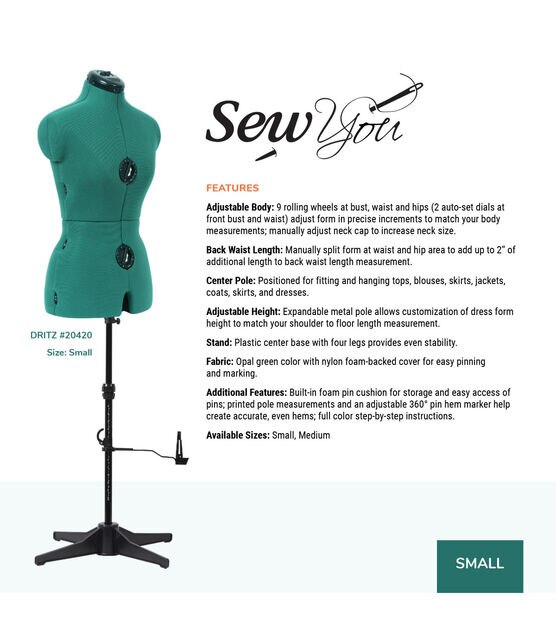 Dritz Sew You 28" Small Frame Adjustable Dress Form, , hi-res, image 2