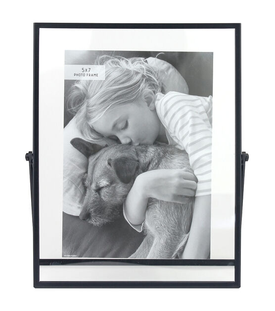 5x7 Black Metal Easel Float Picture Frame