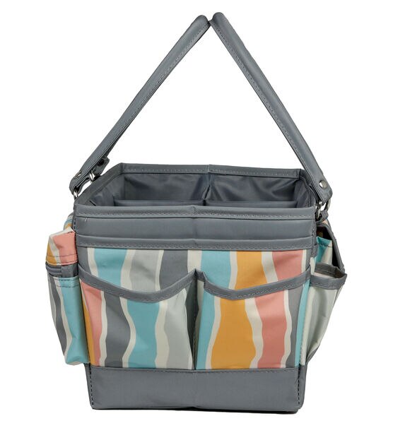 Everything Mary 12" Gray & Pastel Striped Store & Tote, , hi-res, image 3