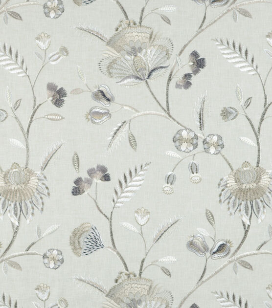Hilary Farr Designs by Covington Beige Embroidered Floral Drapery Fabric