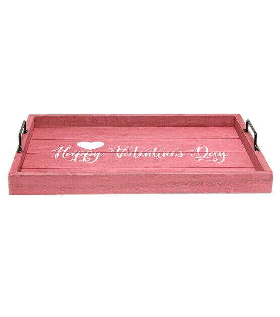 Elegant Designs Wood Serving Tray 15.50" x 12" "Happy Valentine's Day"