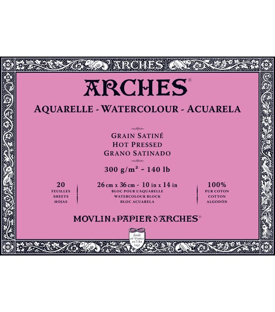  Arches Watercolor Paper Block, Hot Press, 11 x 14