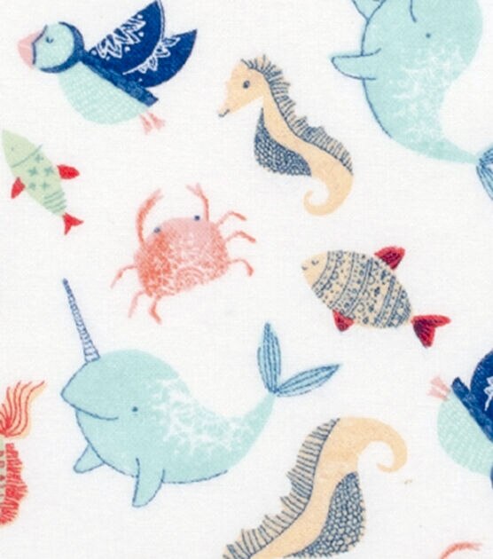 Pattern Trap Sea Life Super Snuggle Flannel Fabric