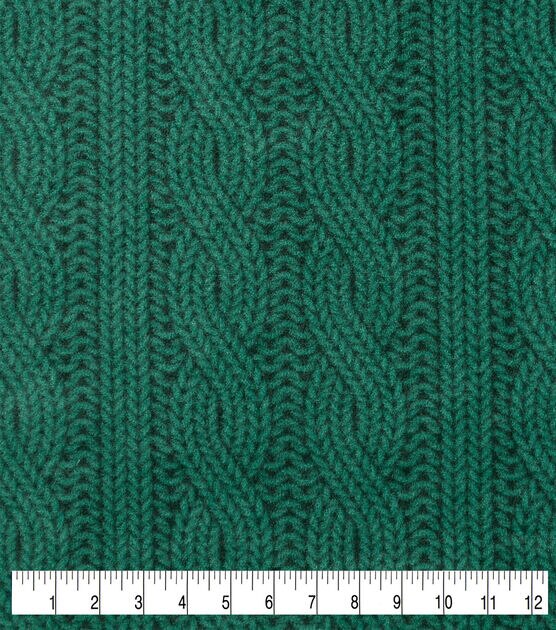 Green Cable Knit Anti Pill Fleece Fabric