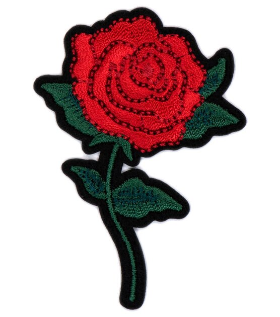 Red Rose Applique Patch Set - Love, Flower Badge 3.5 (2-Pack, Iron on –  Patch Parlor