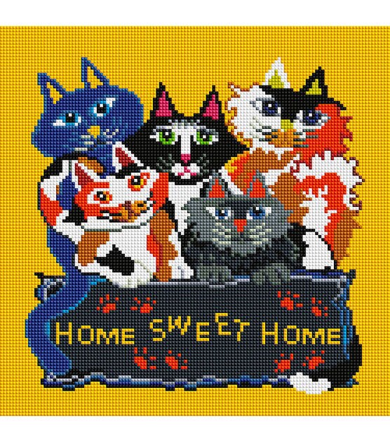 Sweethome 20 Colorful Cartoon Cats Counted Cross Stitch Kits - Sew