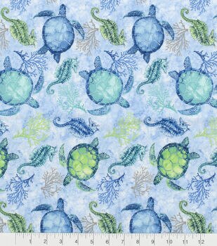  Comfy Flannel Fabric Mermaid Sea Turtle Dolphin by The