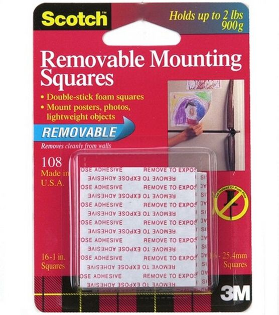 Scotch Removable Heavy-Duty Mounting Squares - 16 count