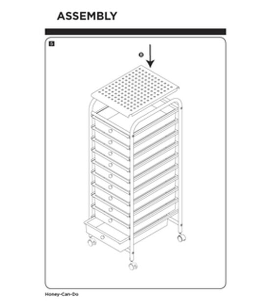 Honey Can Do Plastic 10-Drawer Rolling Storage Cart, 35 x 15 x 11, Black