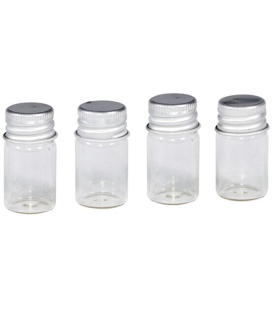 Lots of Small Glass Bottles with Aluminum Screw Cap Top Lids Cute