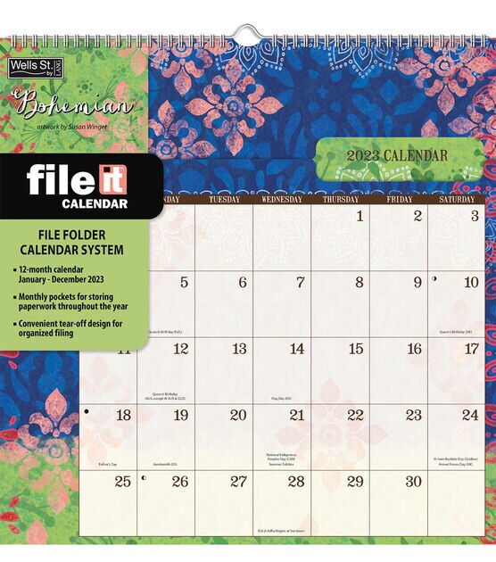 LANG 2023 Bohemian File It Calendar