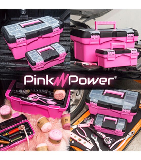 Pink Power 16 x 10 Pink Craft Tool Box Organizer Set 2ct