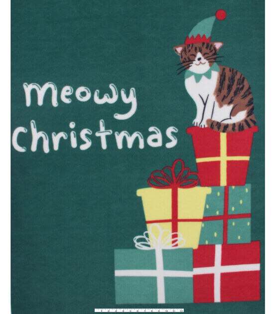 48" Wide Meowy Christmas No Sew Fleece Blanket, , hi-res, image 3