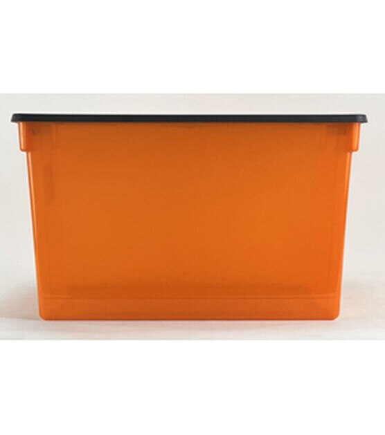 64Q Latching Orange Plastic Storage Tote, , hi-res, image 2