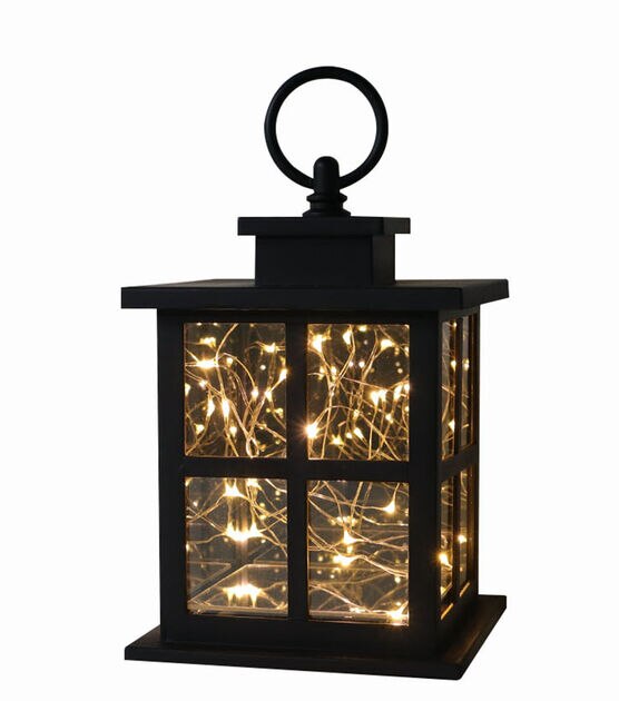 7" Black LED Rustic Lantern by Place & Time, , hi-res, image 2