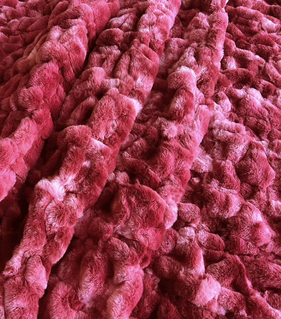 Faux Fur Fabric, Red- Width 75cm