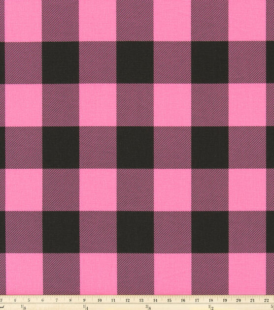 Premier Prints Upholstery Fabric Buffalo Check Polish Pink Black, , hi-res, image 2