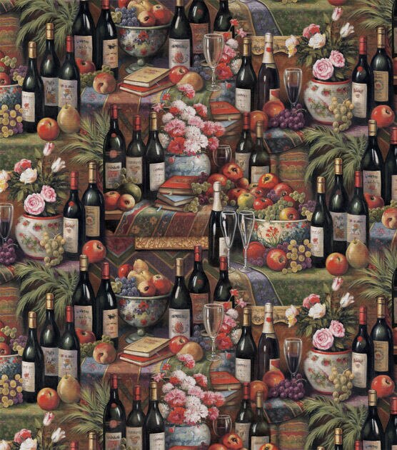 Wine & Fruits Novelty Cotton Fabric