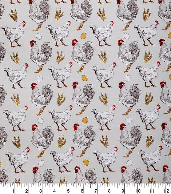 Chickens On Green Novelty Cotton Fabric