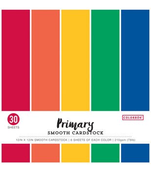 Colorbok Smooth Cardstock Paper Pad, Primary, 12 x 12