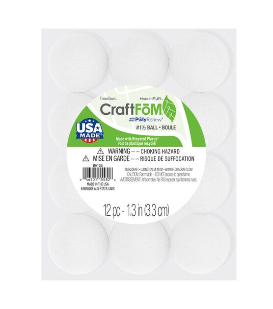 FloraCraft 1" White CraftFoM Ball 12ct