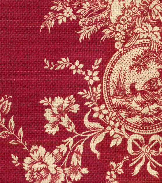 Waverly Upholstery Fabric Country House Toile Red, , hi-res, image 3