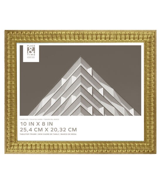 10" x 8" Gold Thick Ribbed Tabletop Picture Frame by Place & Time