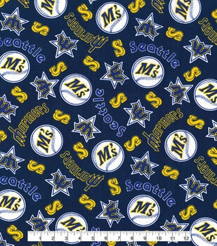  Seattle Mariners Fabric MLB Baseball Fabric in Navy Blue 58  Wide by Fabric Traditions 100% Cotton Fabric by The Yard