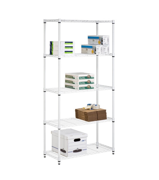 Honey Can Do 36" x 72" White 5 Tier Adjustable Shelving Unit 200lbs, , hi-res, image 9