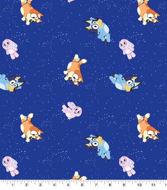 Cotton Bluey and Bingo Dogs Kids Children's Characters Blue Cotton Fabric  Print by The Yard (78285-A620715)