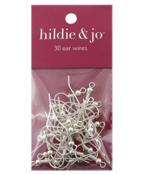 hildie & Jo 20mm Shiny Silver Metal Ball Fish Hook Ear Wires 60pk - Earring Findings - Beads & Jewelry Making