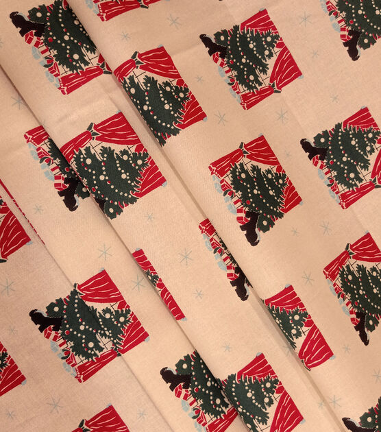 Trees & Snowflakes on Orange Christmas Cotton Fabric, , hi-res, image 3
