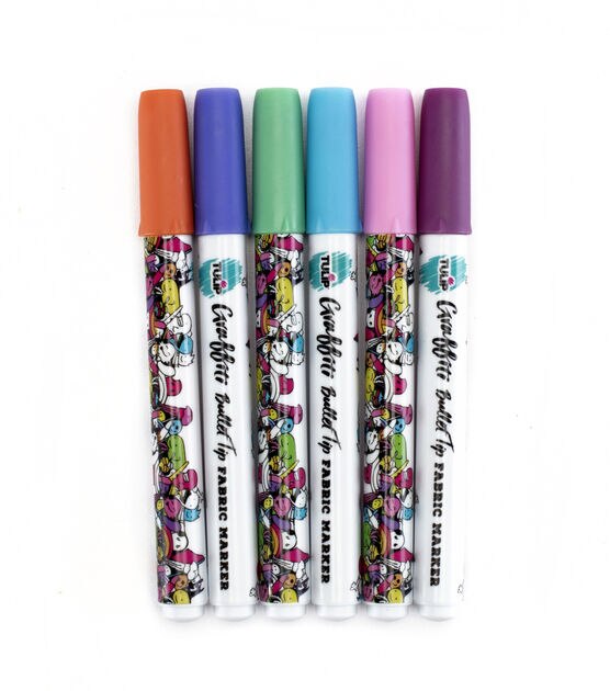 Tulip 6 pk Graffiti Bullet Tip Fabric Markers Bright, , hi-res, image 2