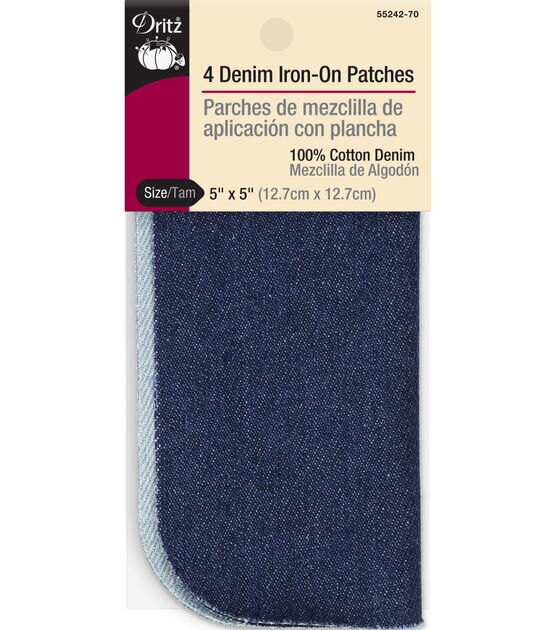 Dritz - Denim Iron-On Patches - 5x 5 - Dark Blue