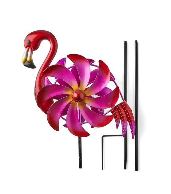 48" Spring Pink Flamingo Spinner Yard Stake by Place & Time
