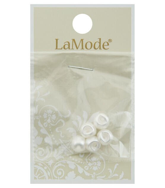 La Mode 5/8 Silver Shank Buttons With White Pearl 4pk