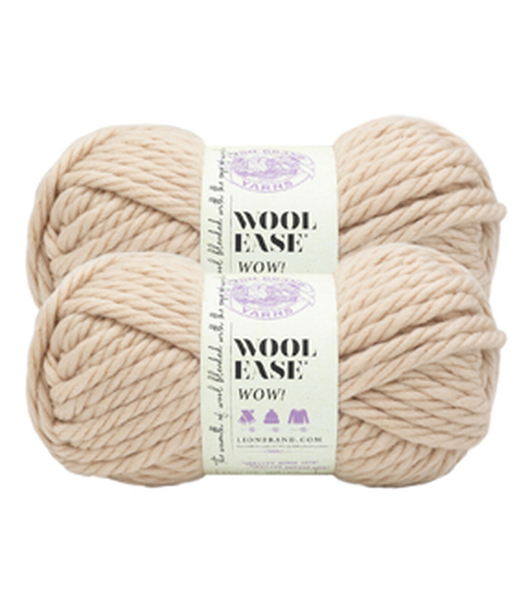 Lion Brand Yarn - Wool-Ease Wow! Jumbo #7-2 Pack with Pattern