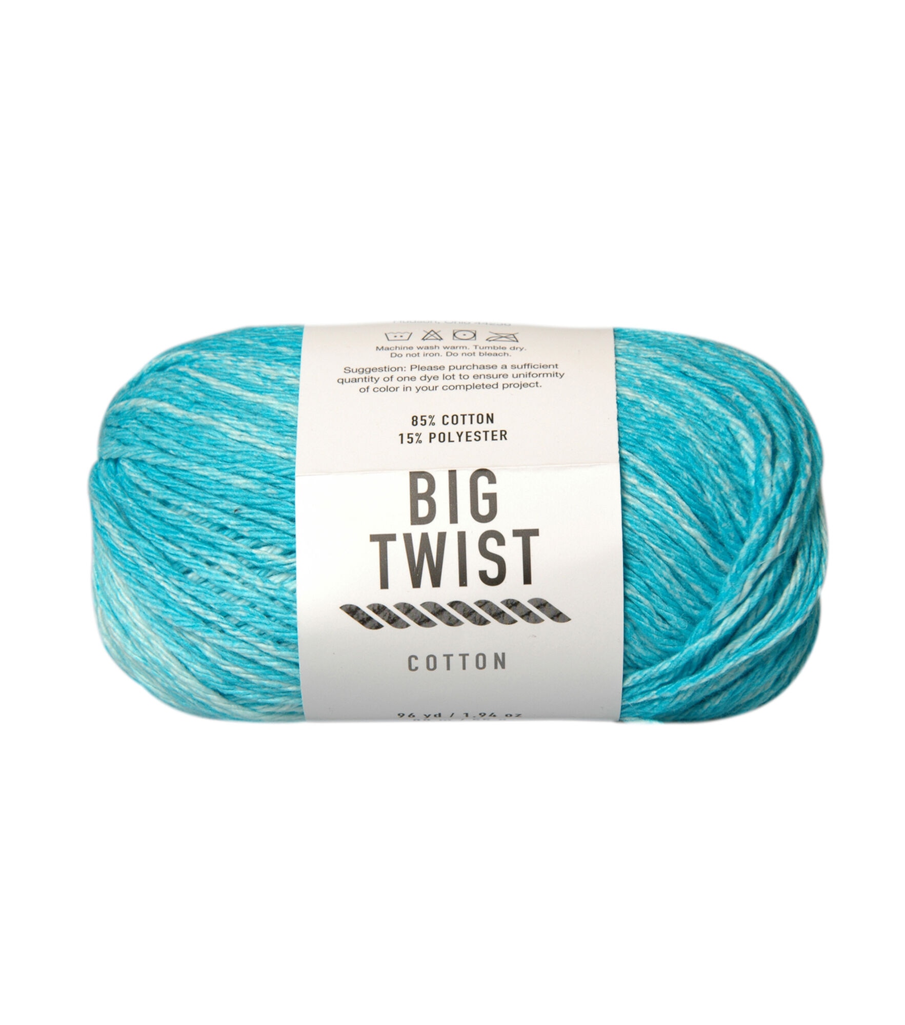 Worsted Cotton Blend 96-131yds Yarn by Big Twist, Aqua Stipple, hi-res