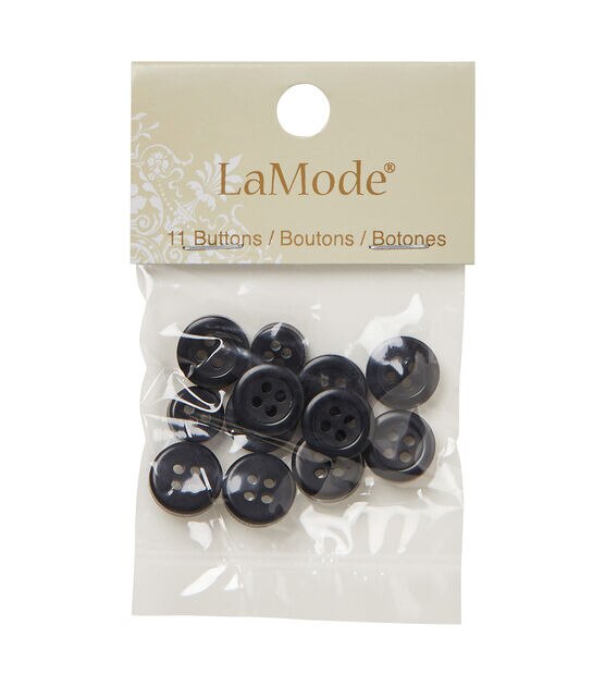 Blumenthal Lansing Shirt Buttons, 7/16-Inch and 3/8-Inch, Black