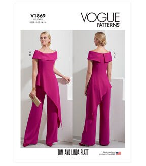 Sewing pattern Vogue 1550, combination: designer dress and trousers,  En/Ger/Fr | Fabrics Hemmers