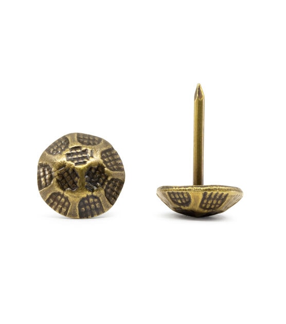 Smooth Brass 3/8 Decorative Upholstery Tacks, Round Smooth Head (1000