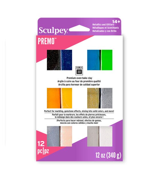 Sculpey 12oz Metallic & Glitter Oven Bake Clay 12pc