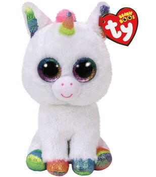 Ty Beanie Boos® Regular Recognizable Character Plush Animal Stuffed Toy,  Heather the Rainbow Uni-Cat with Horn, Ages 3+