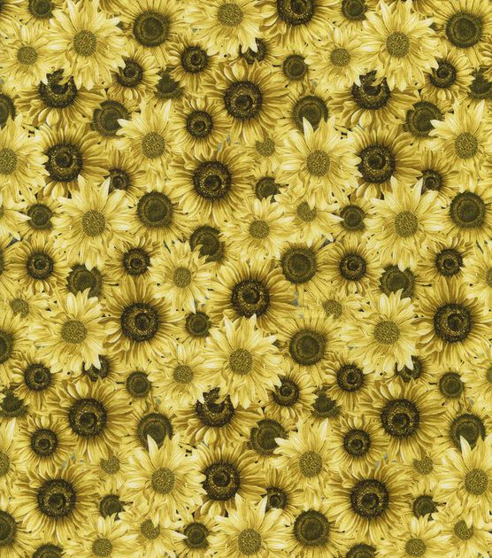 Hi Fashion Yellow Sunflowers Premium Cotton Fabric