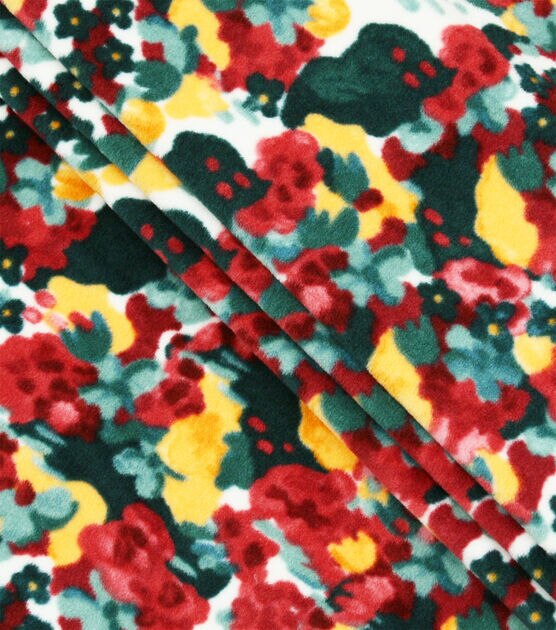 Multicolor Abstract Floral Luxe Fleece Fabric, , hi-res, image 2