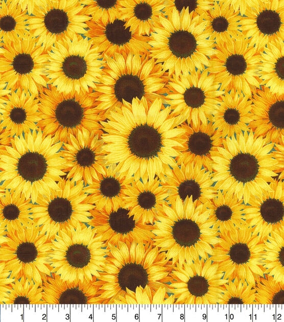 Sunflowers Teal Pattern Sewing Material Fabric