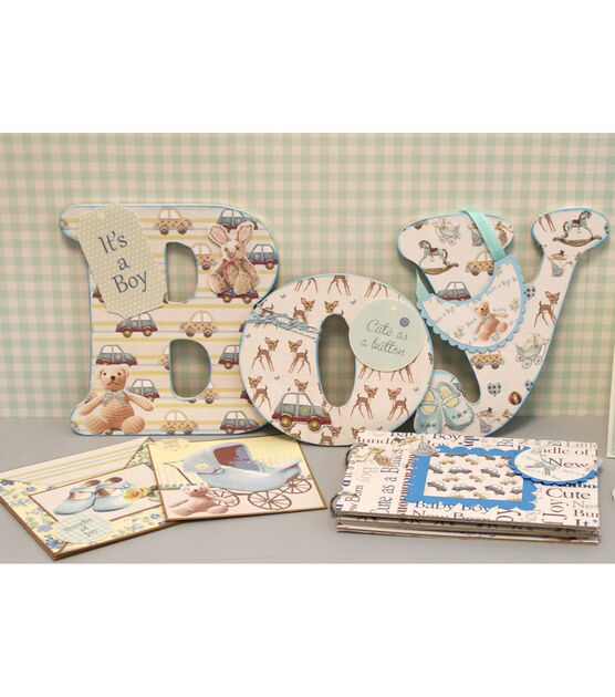 Inkdotpot Its a Baby Boy Theme Collection Double-Sided Scrapbook Paper Kit  Cardstock 12x12 Card Making Paper Pack With Sticker Sheet - 16 Pages -  Blue 